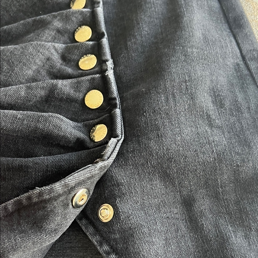 Retrofete Black Button Front Denim Mini Skirt XS NWOT - Picture 3 of 9